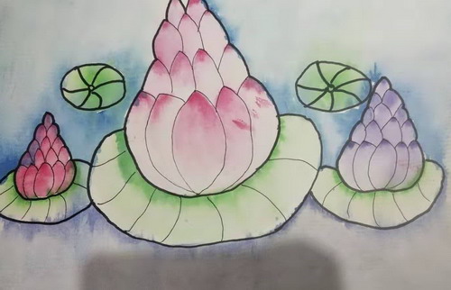 美丽的荷花绘画作品