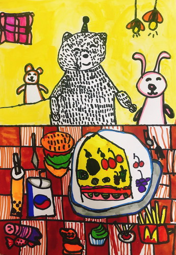 给小熊过生日儿童绘画获奖