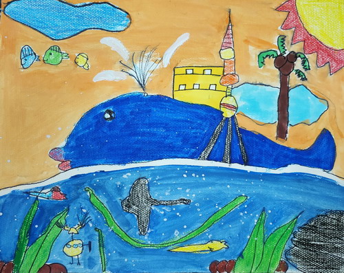 海边风景画画作品