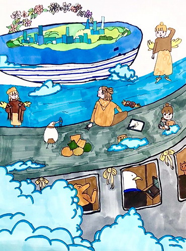 遨游世界的我们儿童画图片