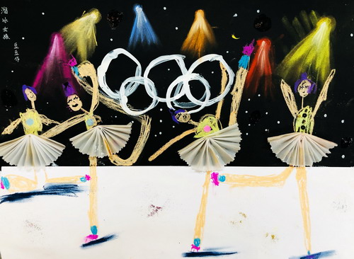 冬奥会——溜冰女孩幼儿园绘画