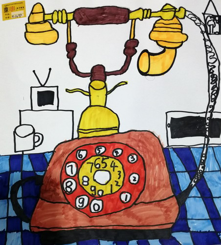 电话机写生绘画作品