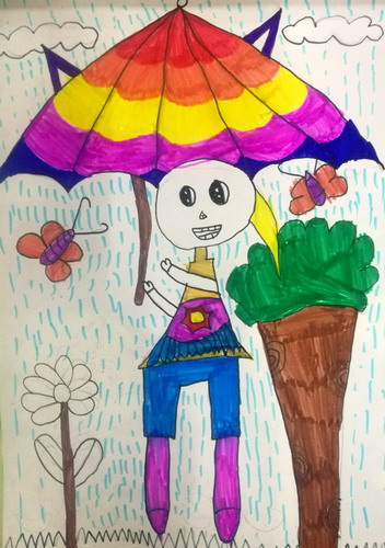 雨天儿童绘画简单