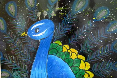 孔雀开屏手绘画获奖