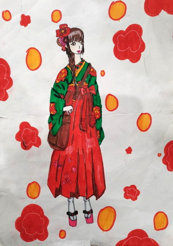 樱花少女绘画漂亮