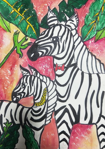 小斑马儿童画图片