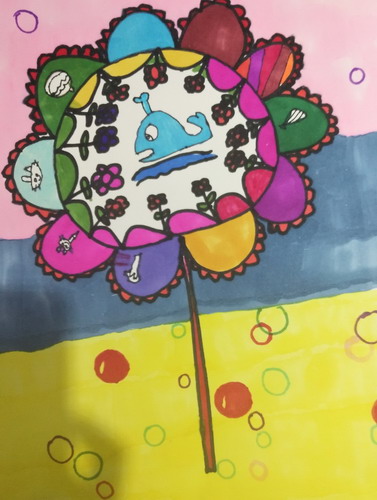 泡泡中的伞儿童画图片