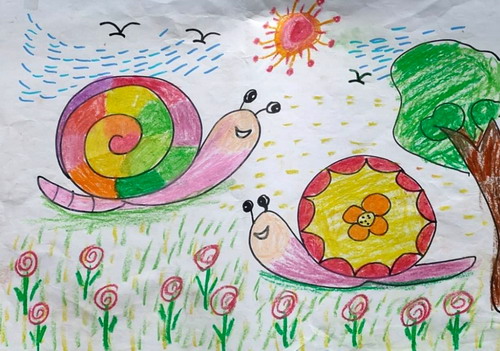 到处旅行的小蜗牛画画图片