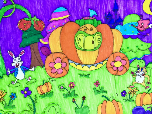 南瓜车画画简单