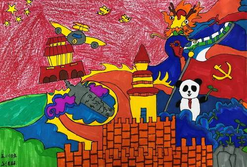 欢度节日一年级绘画