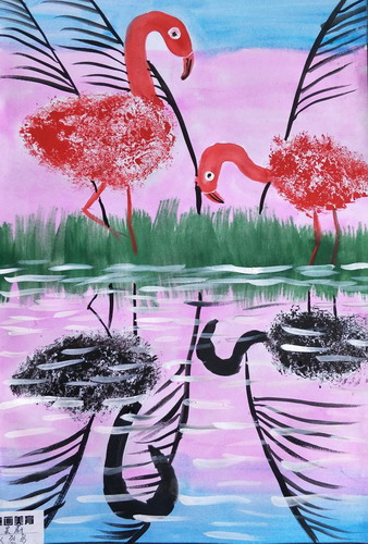 火烈鸟儿童画创意