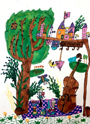 一起春游吧儿童绘画