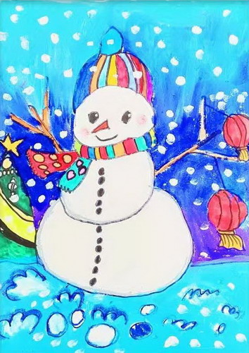 小雪人手绘画一等奖