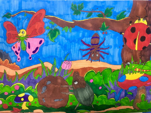 昆虫世界儿童画一等奖