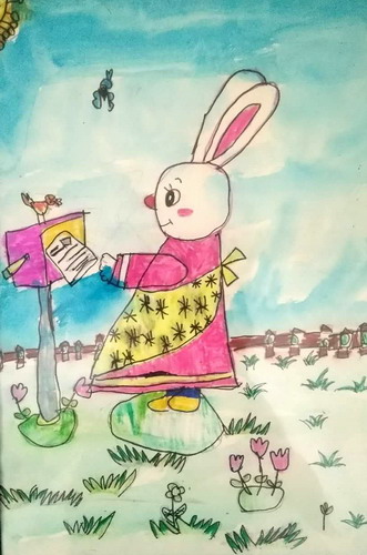 兔子妈妈讲故事儿童画