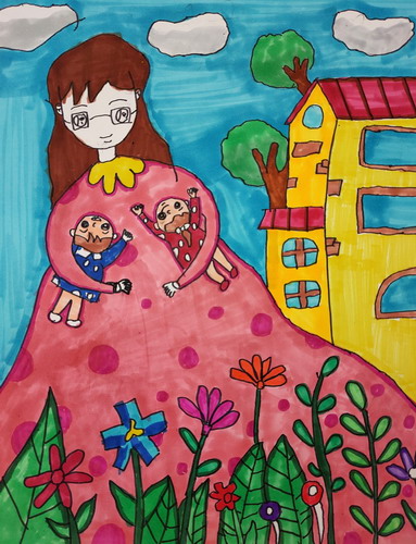 妈妈的怀抱儿童绘画简单