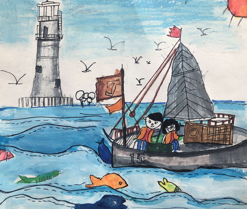 旅途上儿童绘画简单