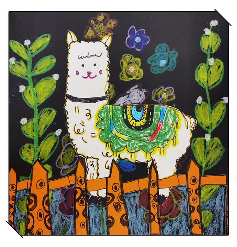 羊驼先生的家儿童绘画