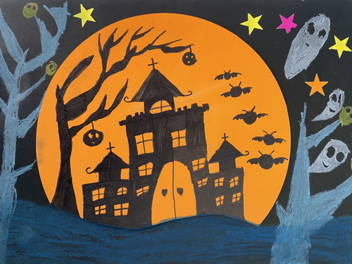万圣节狂欢小学生绘画
