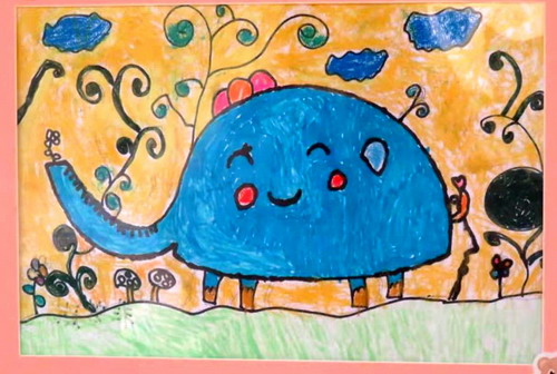 快乐的小象三年级儿童画