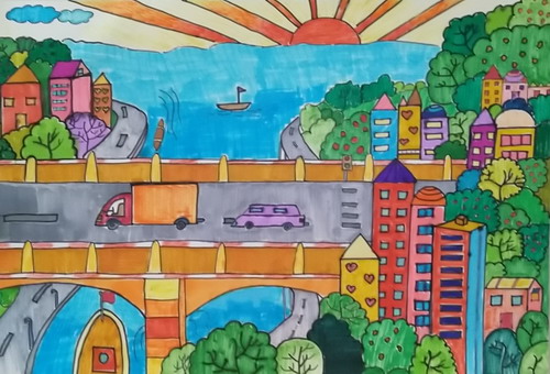 远眺·朝阳儿童画