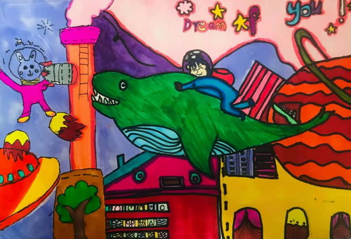 小z家的大恐龙儿童绘画一等奖