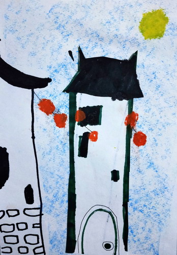 神秘的街市绘画作品