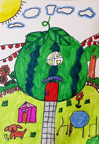 西瓜房子创意画一等奖