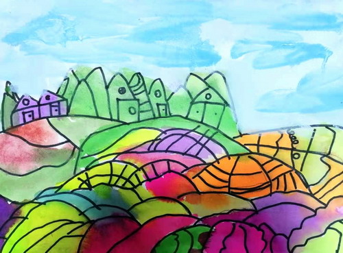 美丽的梯田绘画一等奖