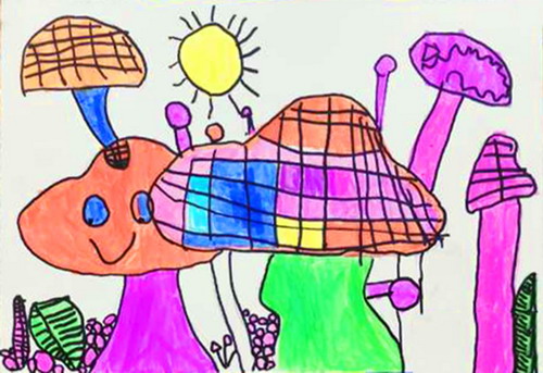 五彩大蘑菇绘画获奖作品