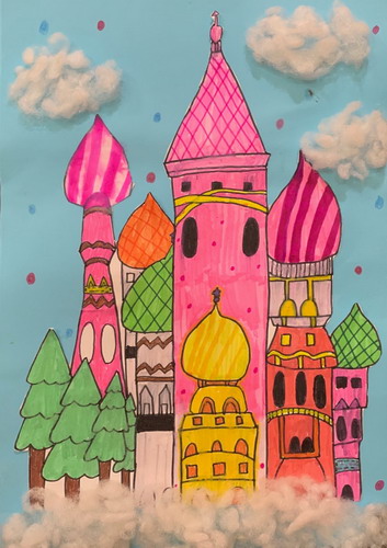 梦中的天空之城画画作品