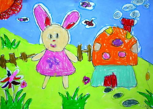 小兔子的家儿童绘画