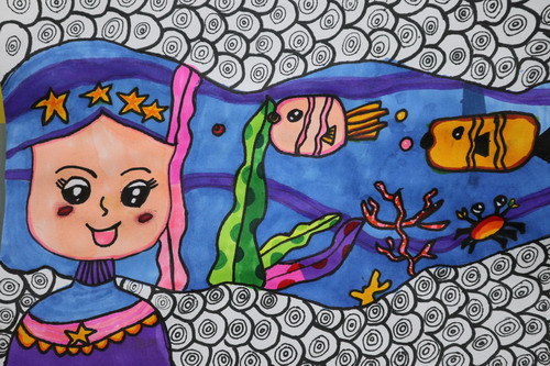 海的女儿五年级绘画