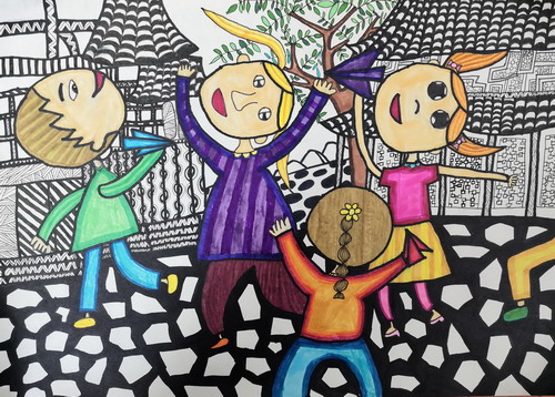 小巷玩耍创意画获奖