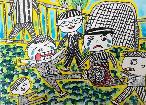 踢球儿童绘画一等奖