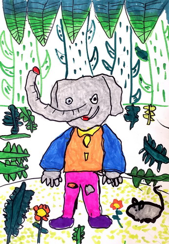 时尚大象绘画作品