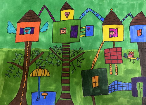 快看，我的树屋创意画简单好看