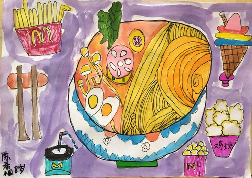 给祖国庆生儿童画创意