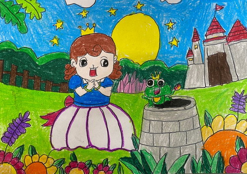 公主与青蛙手绘插画