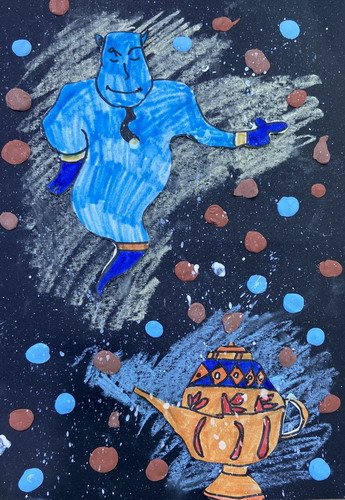 阿拉丁神灯手绘画