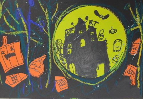 万圣城堡绘画作品