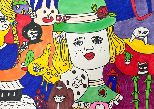 摩登女郎绘画作品