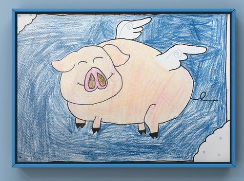 飞天小猪手绘图片