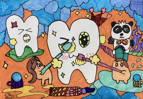 爱护牙齿绘画作品