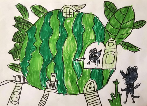 西瓜小屋创意画一等奖