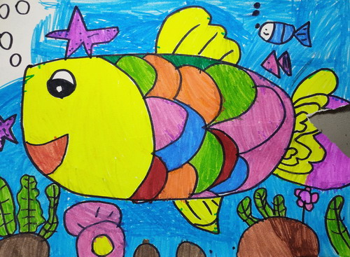 大大的鱼儿手绘画