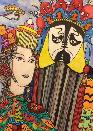 霸王别姬绘画一等奖