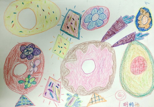 美味甜甜圈儿童绘画
