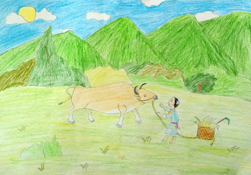 牛郎放牛绘画漂亮