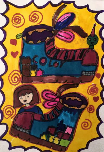 漂亮的鞋子儿童画创意